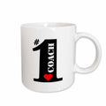 3dRose Number One Coach- Big Numeral One with Red Heart - Mugs (mug_239192)