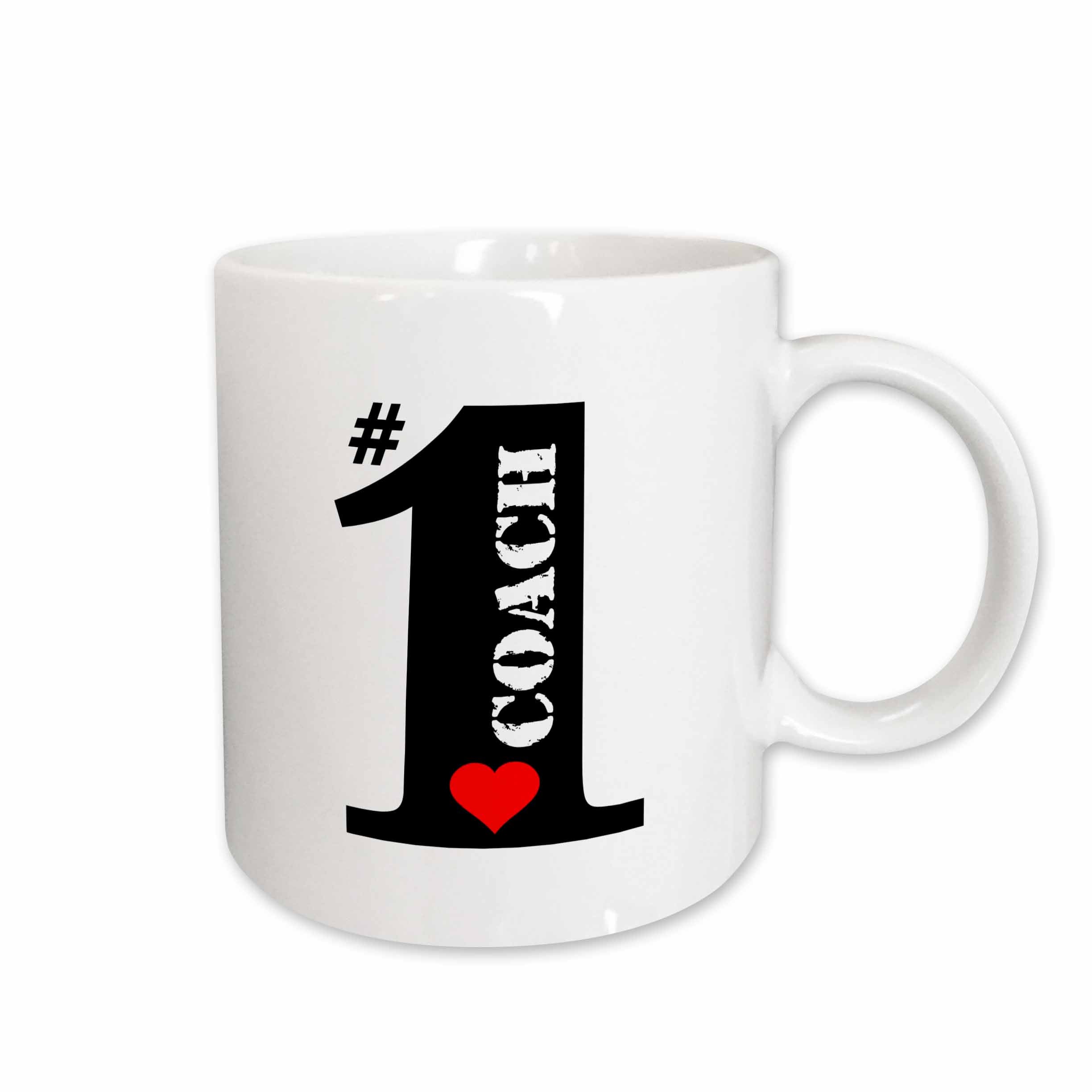3dRose Number One Coach- Big Numeral One with Red Heart - Mugs (mug_239192)