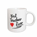 3dRose Typographic Design- Best Teacher Ever in Black with Red Swirly Heart - Mugs (mug_241095)