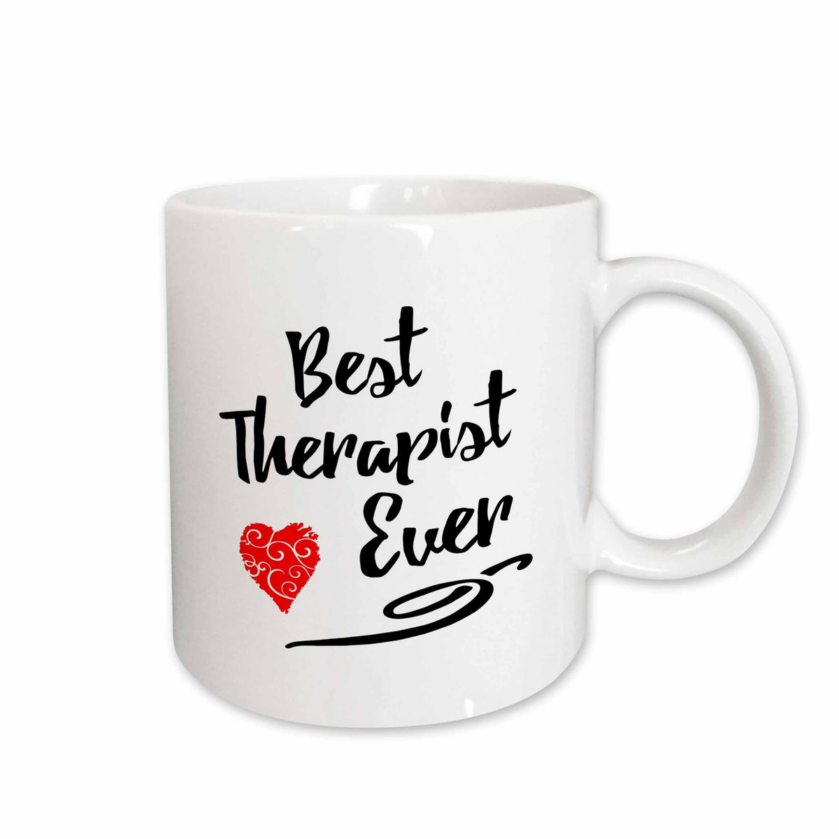 3dRose Russ Billington Designs - Words- Best Therapist Ever with Red Heart - Mugs (mug_241097)