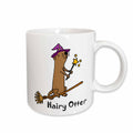 3dRose Funny Sea Otter in Wizard Hat Riding Flying Broom Hairy Otter - Mugs (mug_245393)