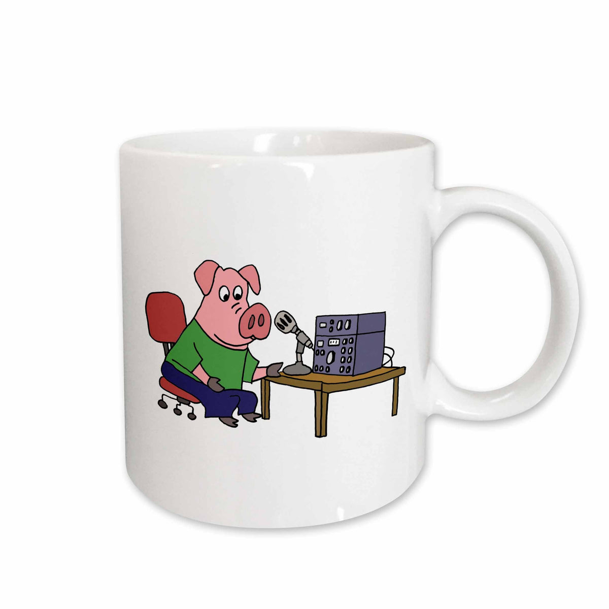 3dRose Funny Pink Pig using HAM Radio Cartoon - Mugs (mug_251936)