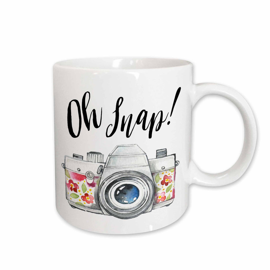 3dRose Oh Snap With A Pretty Floral Watercolor Camera Illustration - Mugs (mug_254944)
