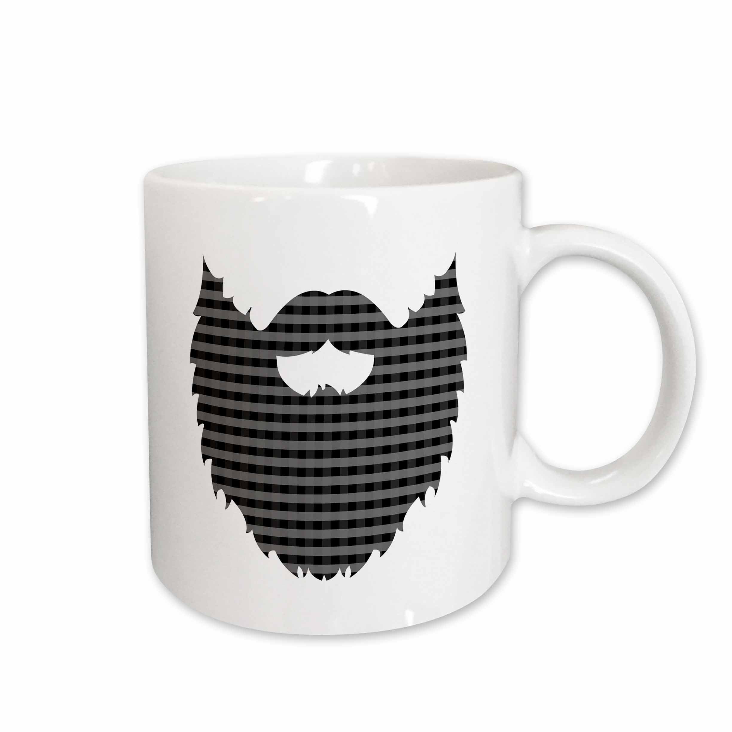 3dRose Janna Salak Designs Hipster - Gingham Beard - Mugs (mug_261581)