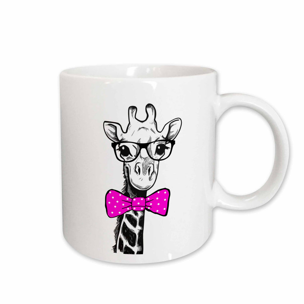 3dRose Black And White Giraffe With Purple Bow Tie Image - Mugs (mug_262416)