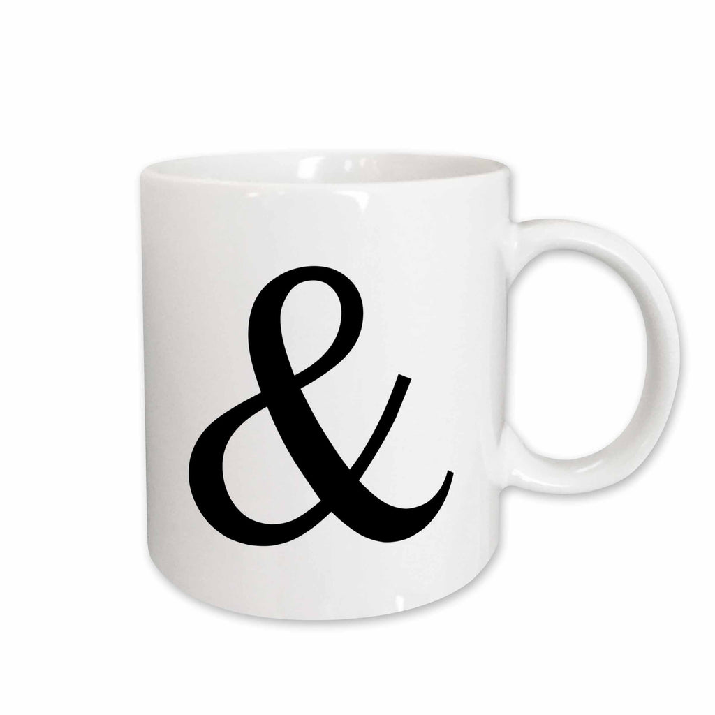 3dRose Anne Marie Baugh - Typography - Black and White Ampersand Typography - Mugs (mug_263465)