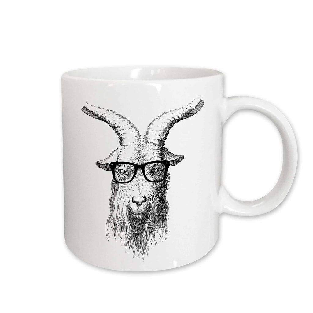 3dRose PS Animals - Hipster Goat with Glasses - Mugs (mug_265801)