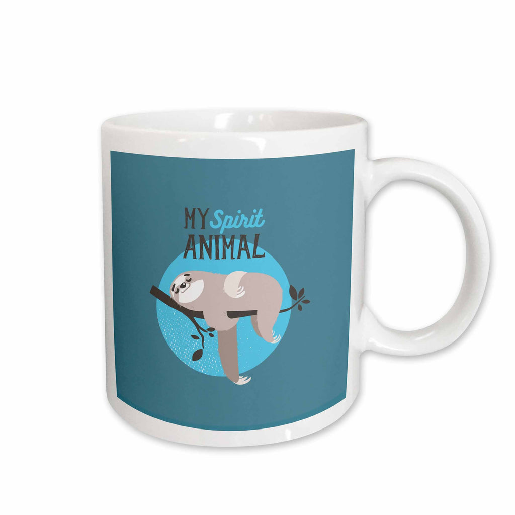 3dRose My Spirit Animal - Sloth Sleeping on Tree-Cute Typography - Mugs (mug_267039)