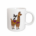 3dRose Funny Cool Boston Terrier Dog Riding Llama Cartoon - Mugs (mug_270055)