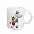 3dRose Funny Cute Sloth with Sombrero Riding White Llama Cartoon - Mugs (mug_273492)