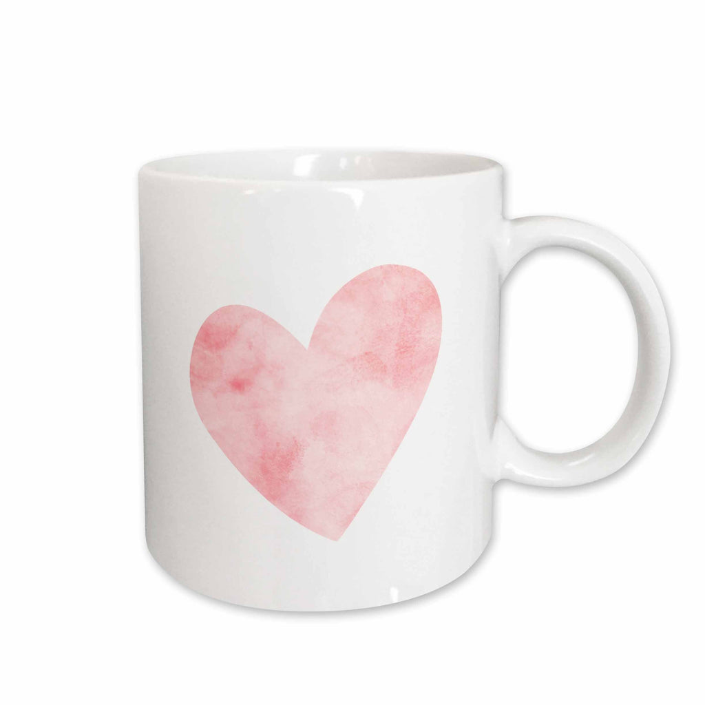 3dRose PS Inspiration - Pretty Blush Pink Watercolor Heart - Mugs (mug_280772)
