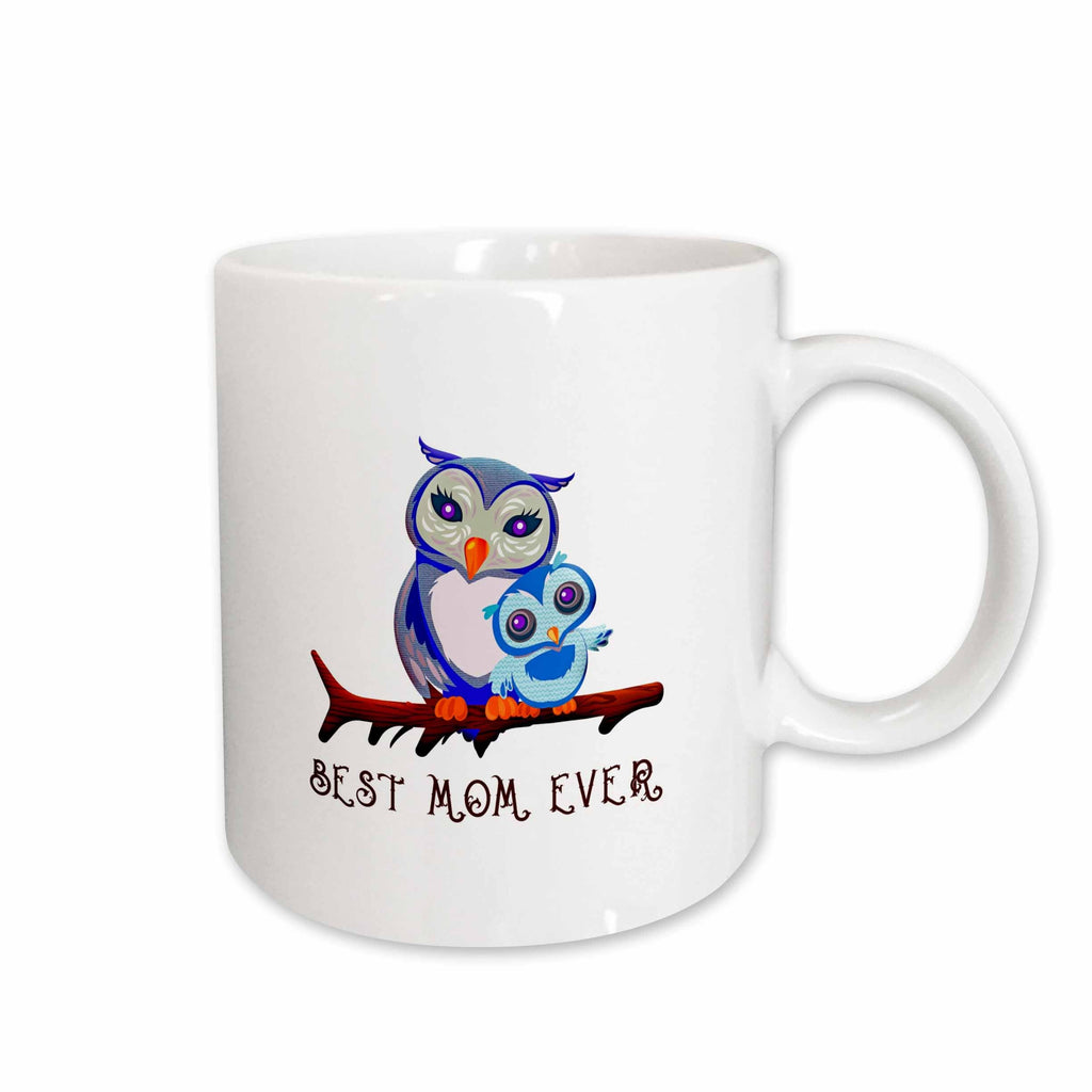 3dRose Breathtaking adorable owl mother and owl kid. Best Mom Ever - Mugs (mug_298684)