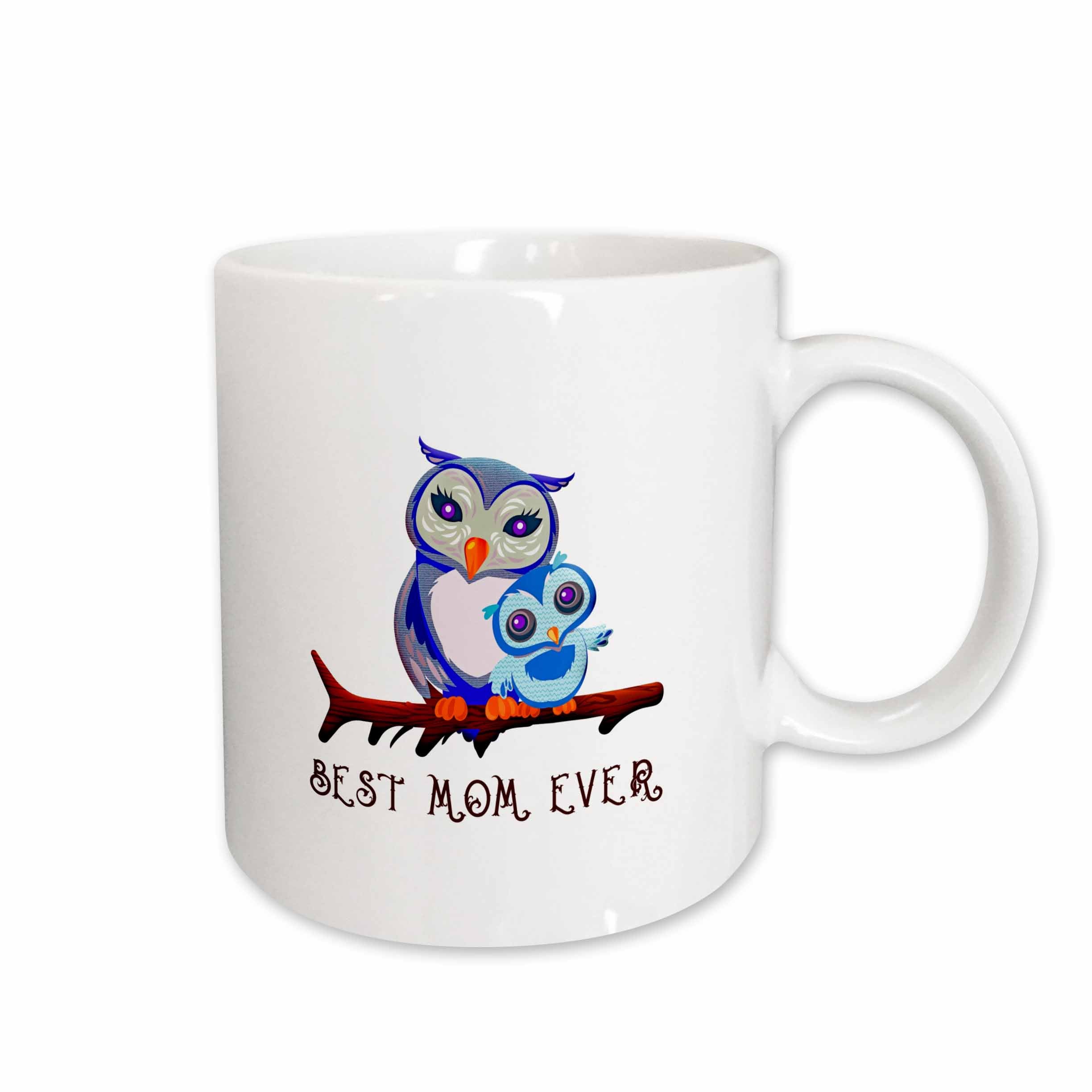 3dRose Breathtaking adorable owl mother and owl kid. Best Mom Ever - Mugs (mug_298684)