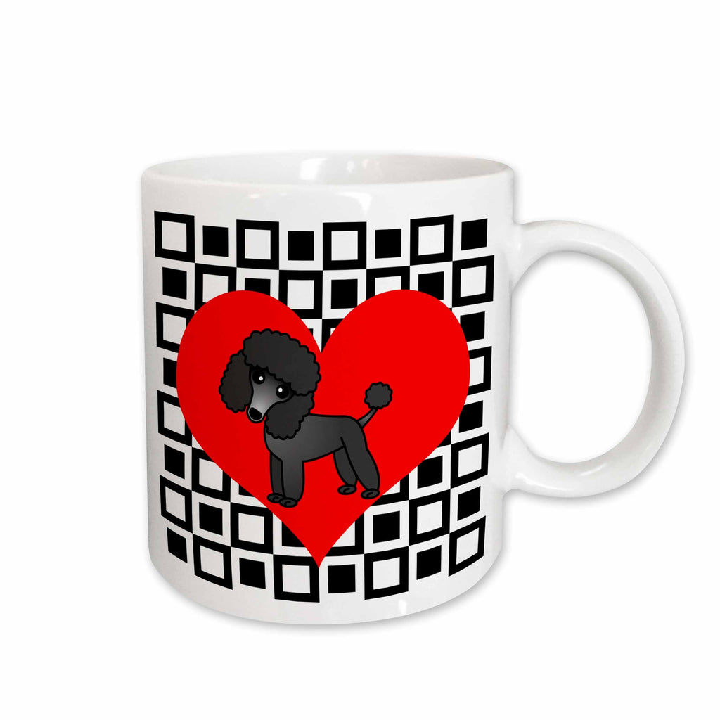 3dRose Janna Salak Designs Dogs - I Love Dogs Black Poodle - Mugs (mug_31193)