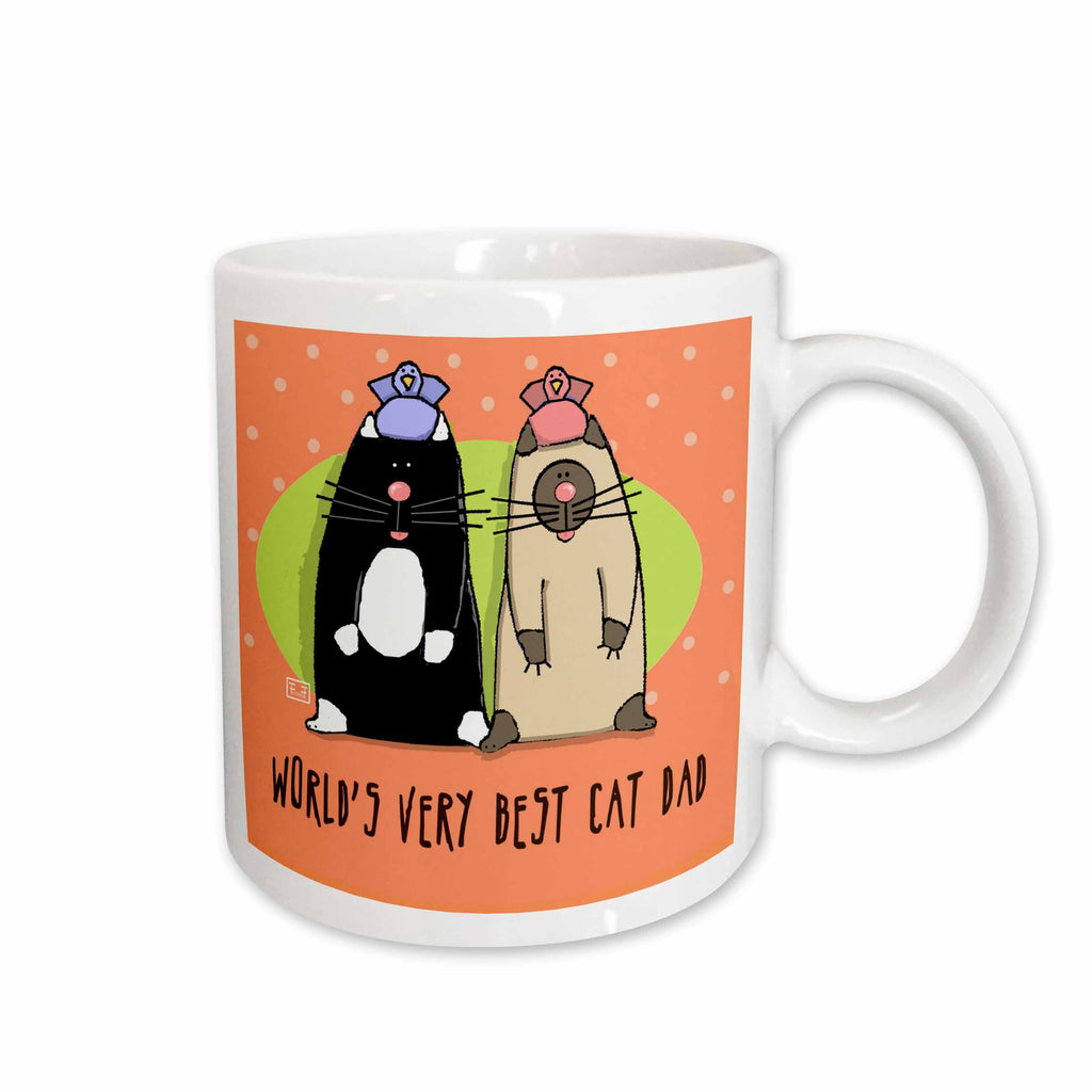 3dRose World s Best Cat Dad Cute Cartoon Kittens Pets Animals - Mugs (mug_33982)