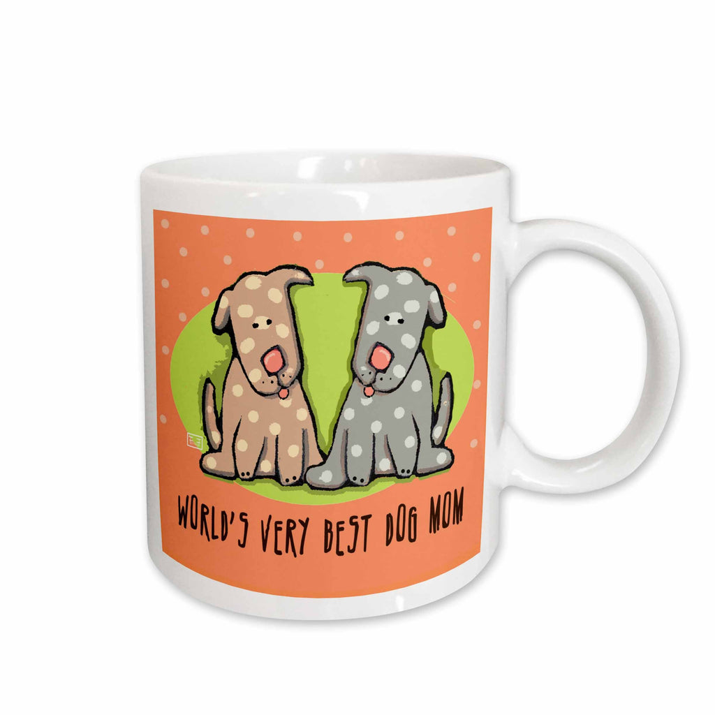 3dRose World s Best Dog Mom Cute Cartoon Puppies Pets Animals - Mugs (mug_33983)