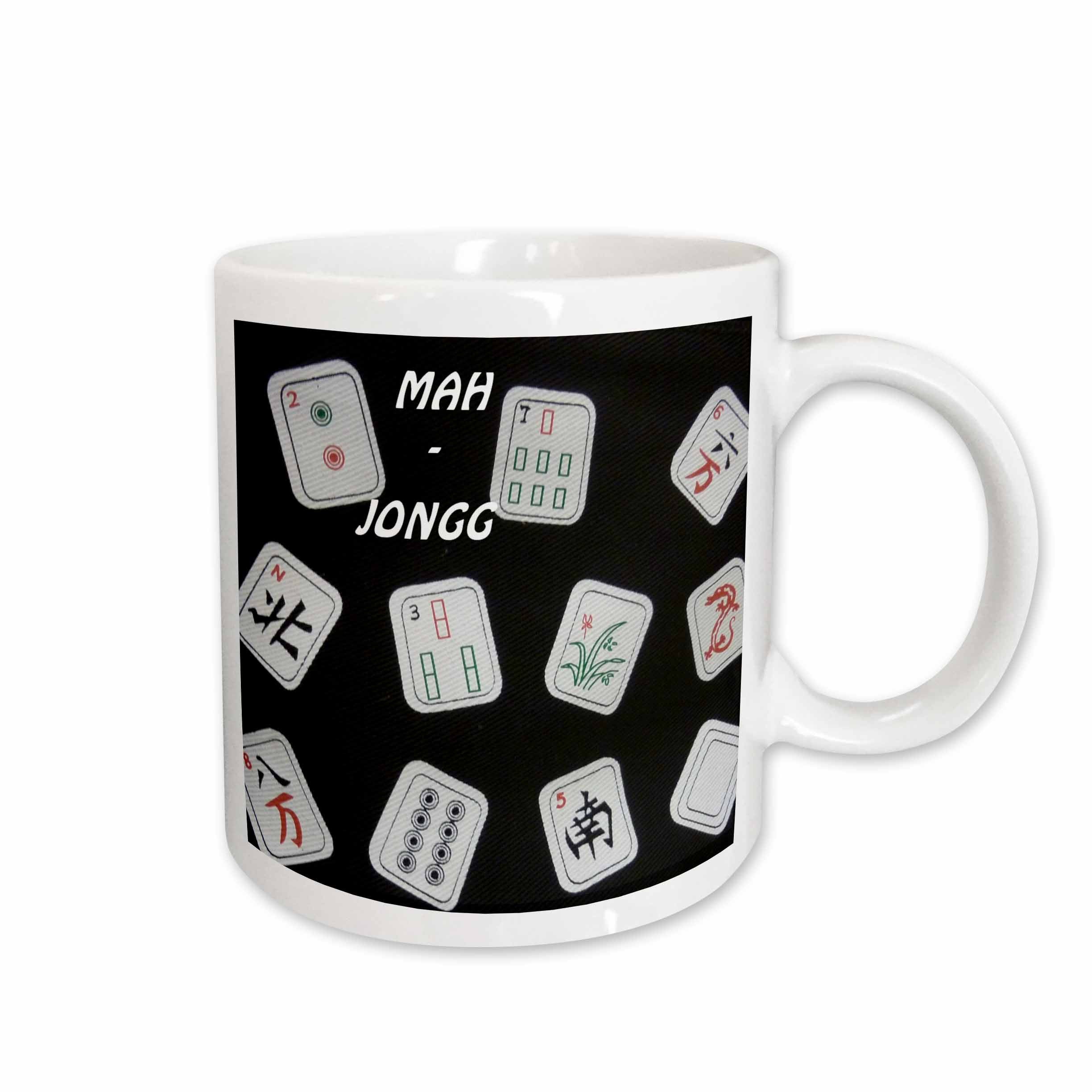 3dRose Florene Games - Mah Jongg Tiles On Black - Mugs (mug_34915)