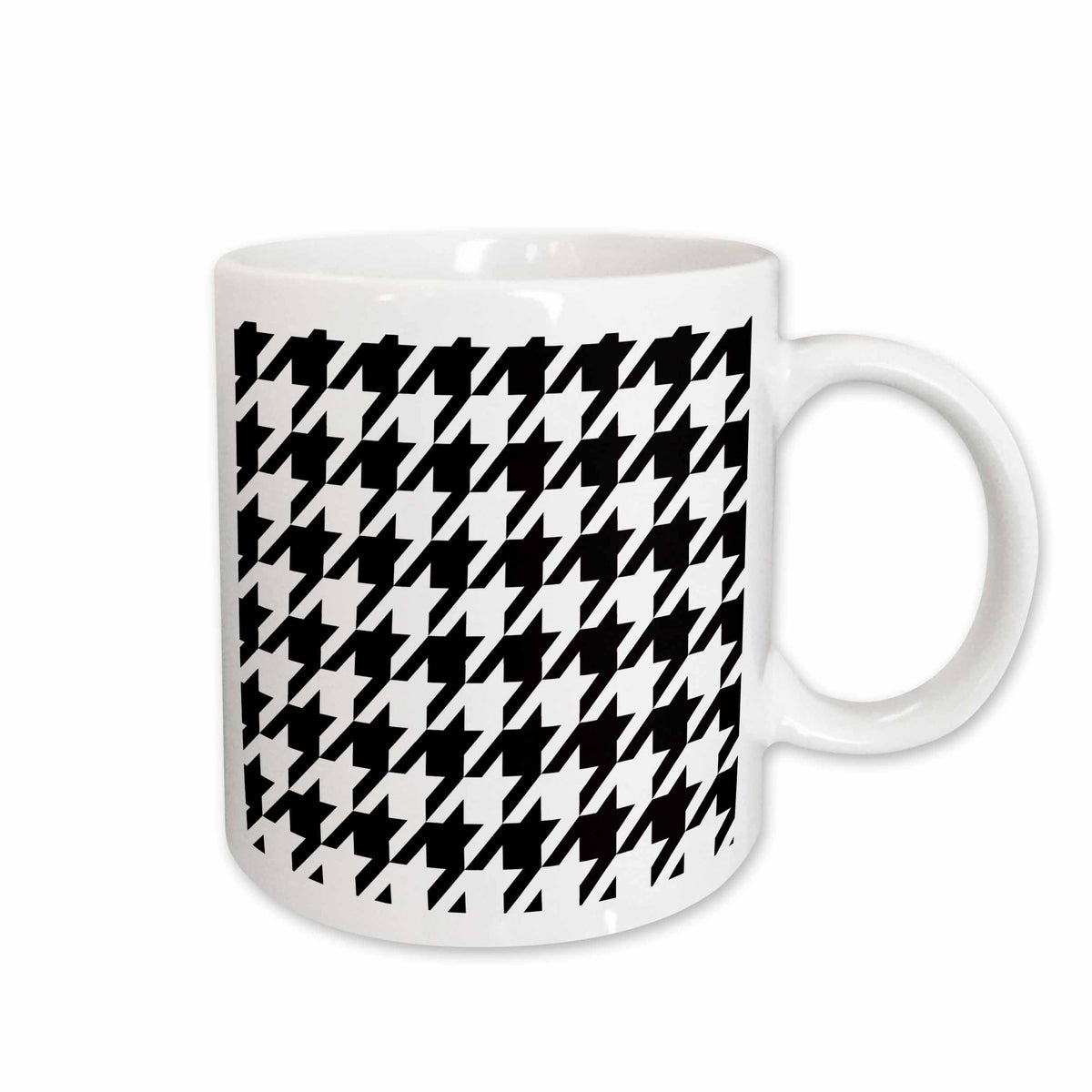 3dRose Black and White Houndstooth - Large - Mugs (mug_35483)