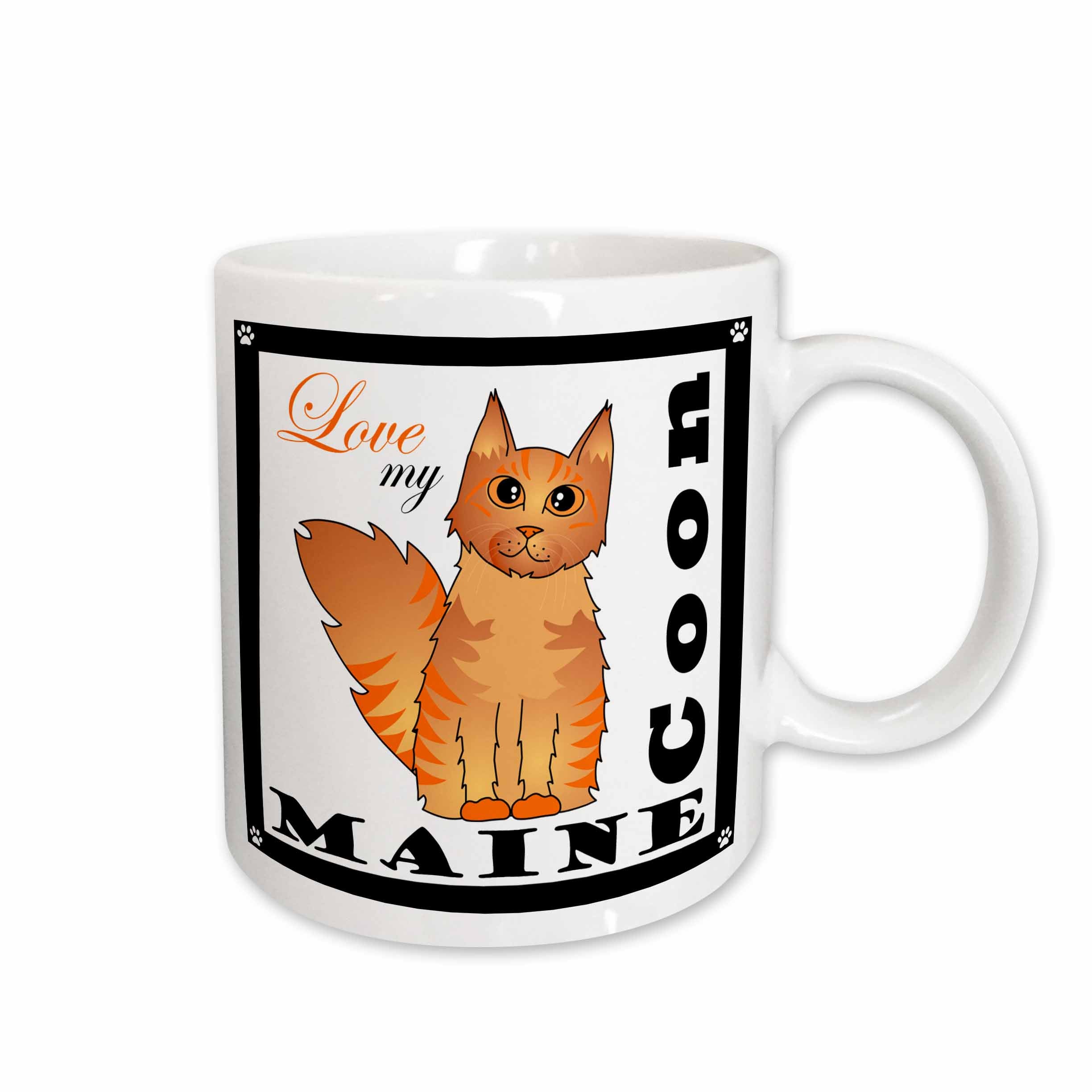 3dRose Janna Salak Designs Cats - Love My Maine Coon Cat - Red Tabby - Mugs (mug_35513)
