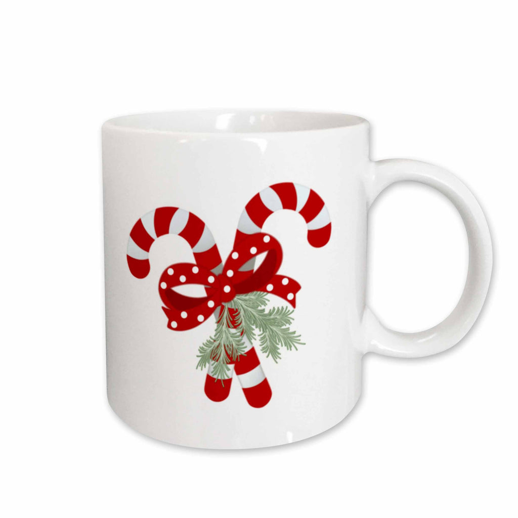 3dRose TNMGraphics Christmas - Crossed Peppermint Candy Canes - Mugs (mug_35816)