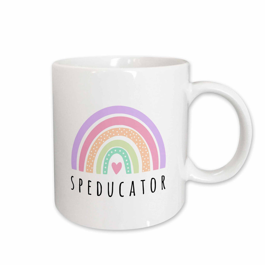 3dRose Speducator SPED Teacher Special Education School Ed Boho Rainbow Heart - Mugs (mug-369704)