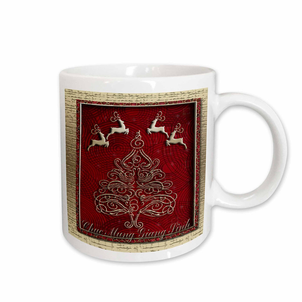 3dRose Chuc Mung Giang Sinh, Merry Christmas in Vietnamese, Reindeer - Mugs (mug_37024)