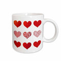 3dRose Florene Holiday Graphic - Valentine 9 Red Hearts - Mugs (mug_37469)