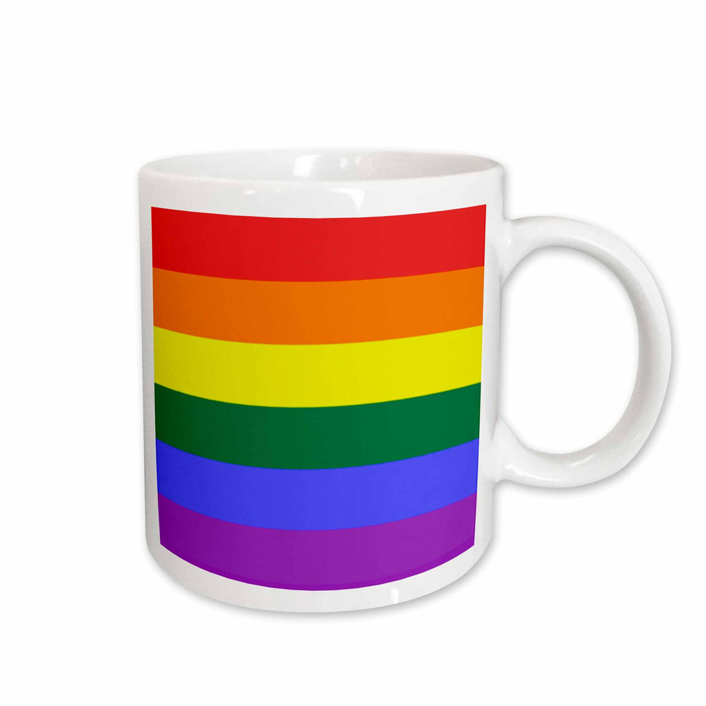 3dRose Kike Calvo Flags - Rainbow Flag Gay Lesbian Pride Icon - Mugs (mug_37605)