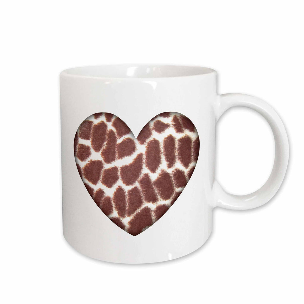 3dRose Patricia Sanders Creations - Giraffe Print Heart- Animals- Nature- Art - Mugs (mug_38475)