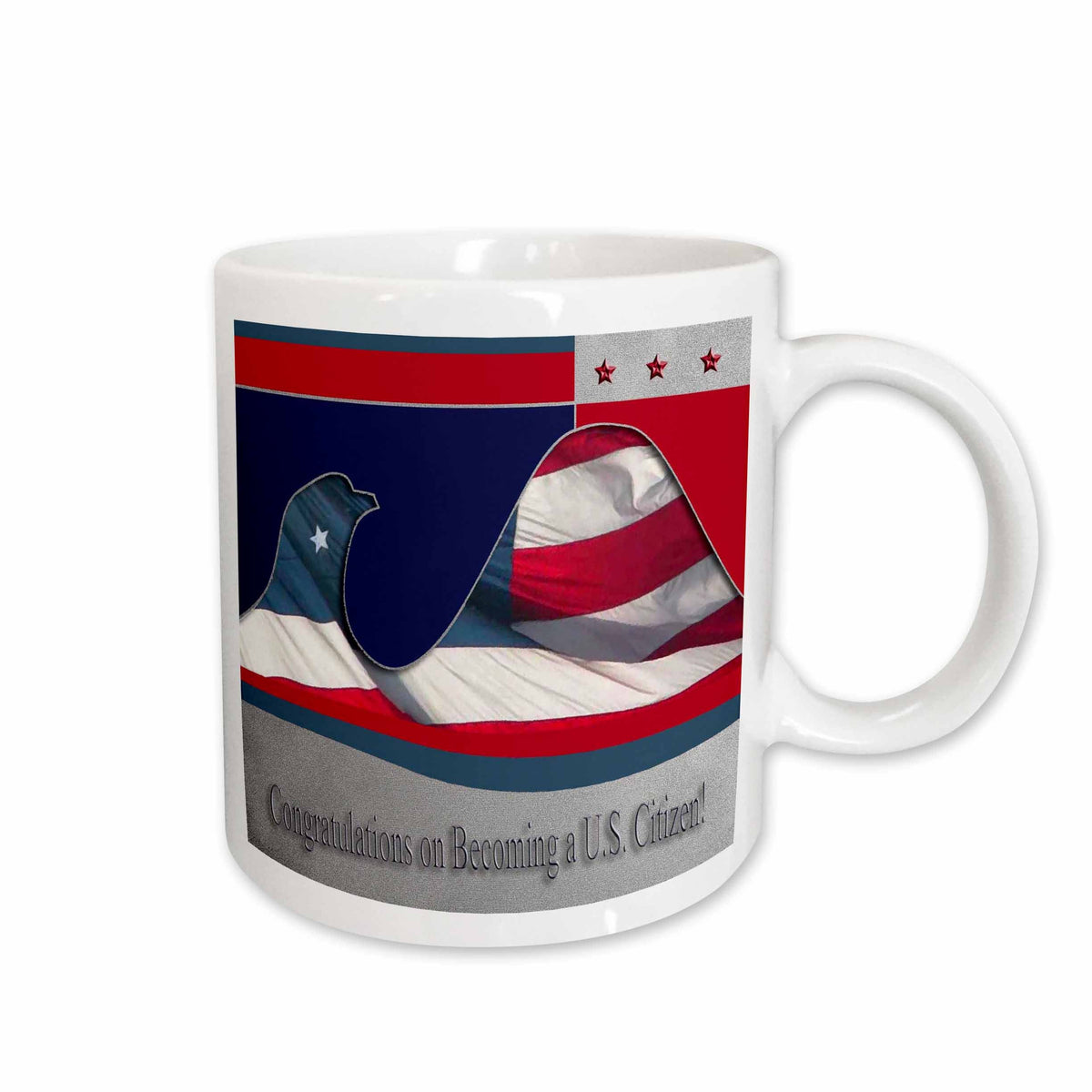 3dRose Congratulations on Becoming a U.S. Citizen, Flag Eagle - Mugs (mug_40424)