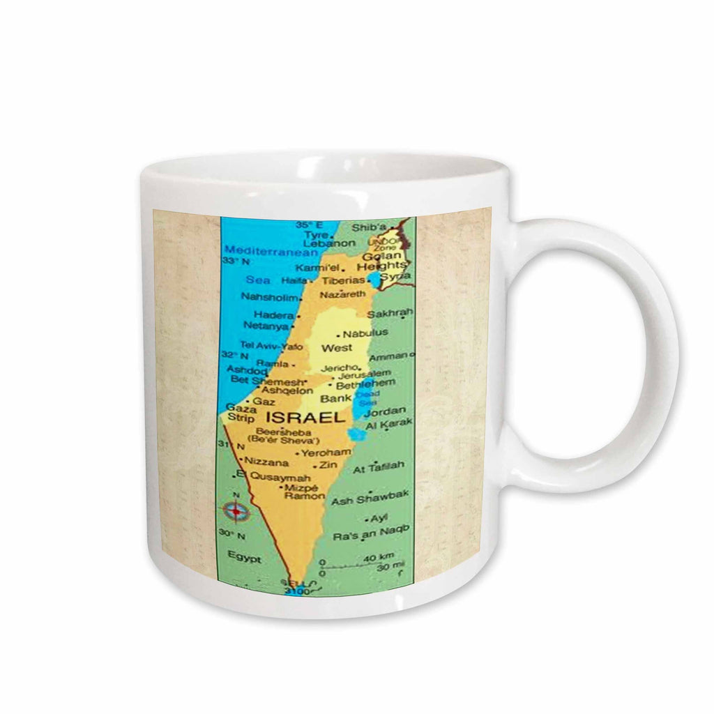 3dRose Florene Décor II - Map Of Israel - Mugs (mug_40758)