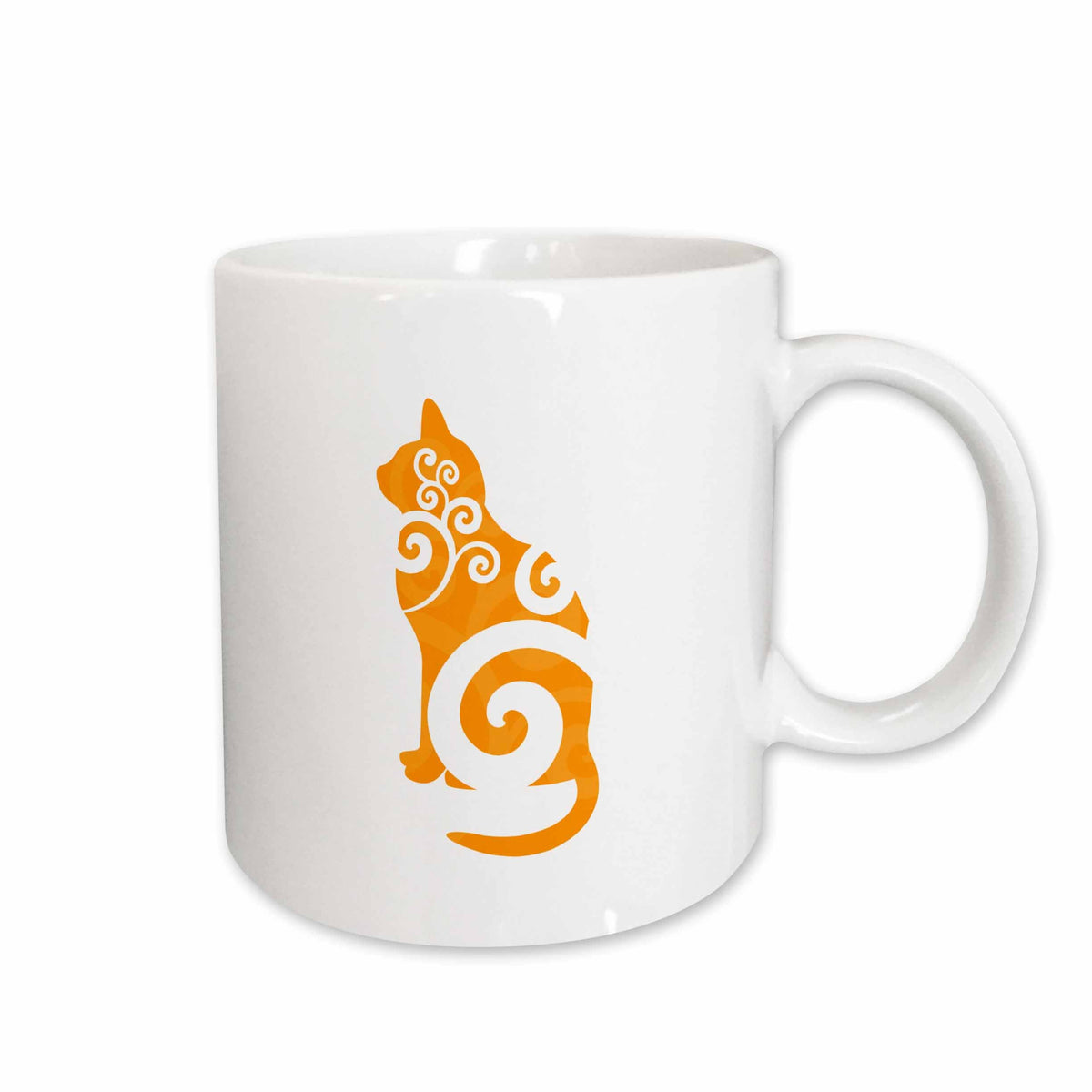 3dRose Rewards4life Gifts - Swirly Cat Silhouette Orange - Mugs (mug_41078)
