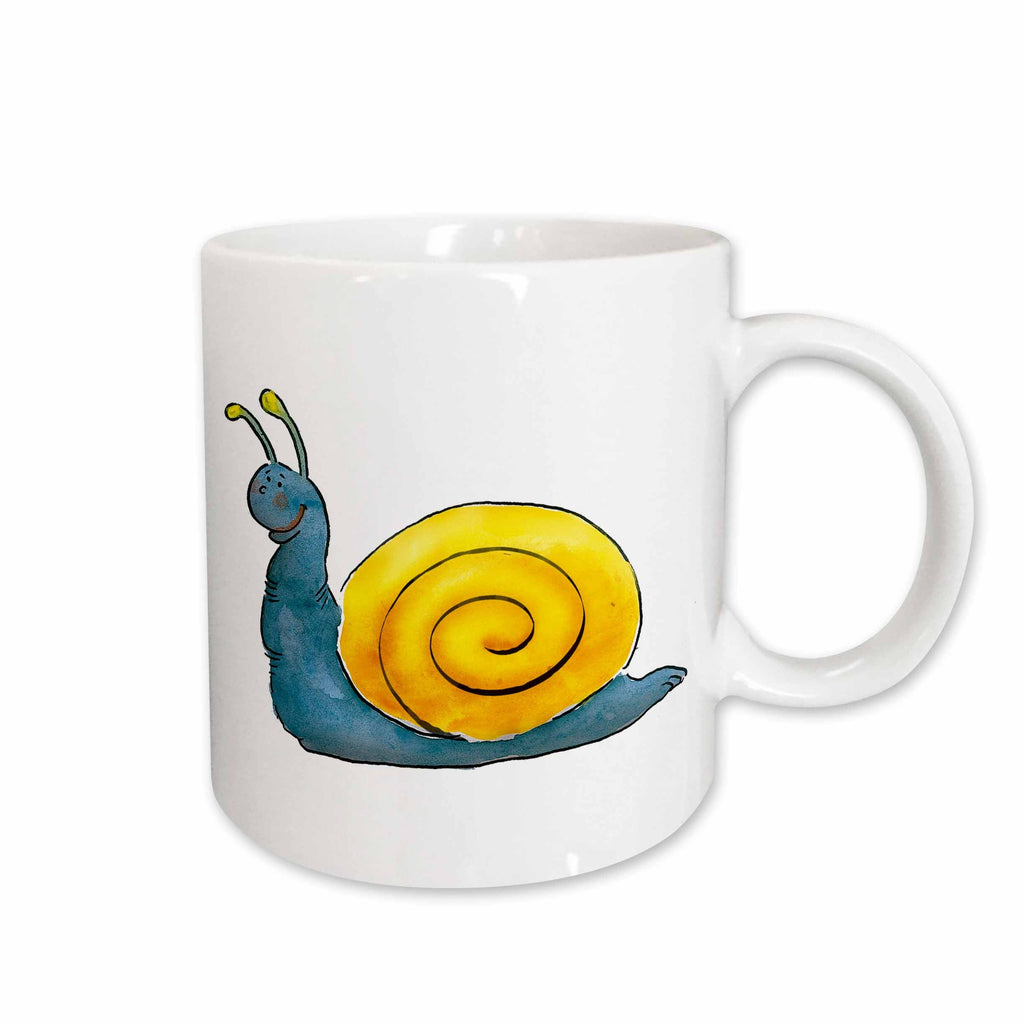 3dRose Houk Kidsplanet – Illustrations for kids - Happy snail - Mugs (mug_41882)
