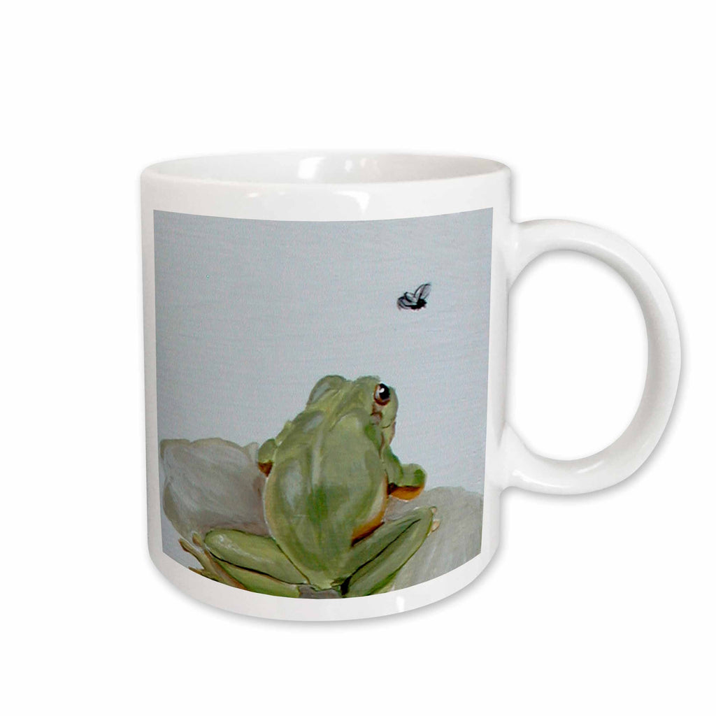 3dRose Back Wiew of Frog on Lillypad Watching a Fly - Mugs (mug_44371)