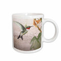 3dRose Hummingbird By Yellow Trumpet Flower on Crackled Background - Mugs (mug_44373)