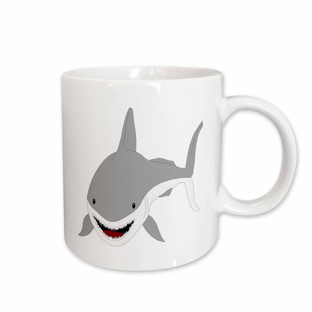 3dRose Florene Childrens Art II - Cute Kids Shark Art - Mugs (mug_45055)