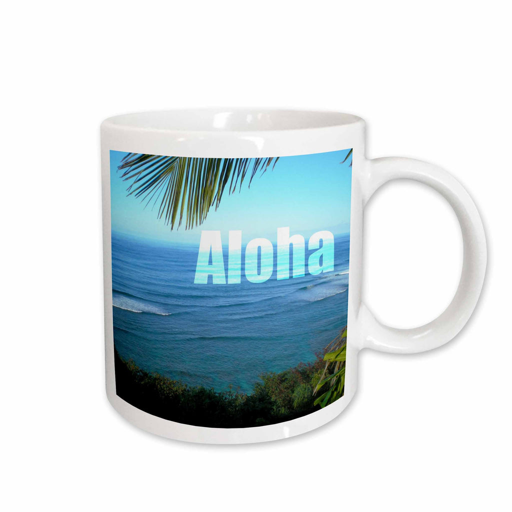 3dRose Aloha Hawaii Tropical Ocean View- Photography - Mugs (mug_45283)