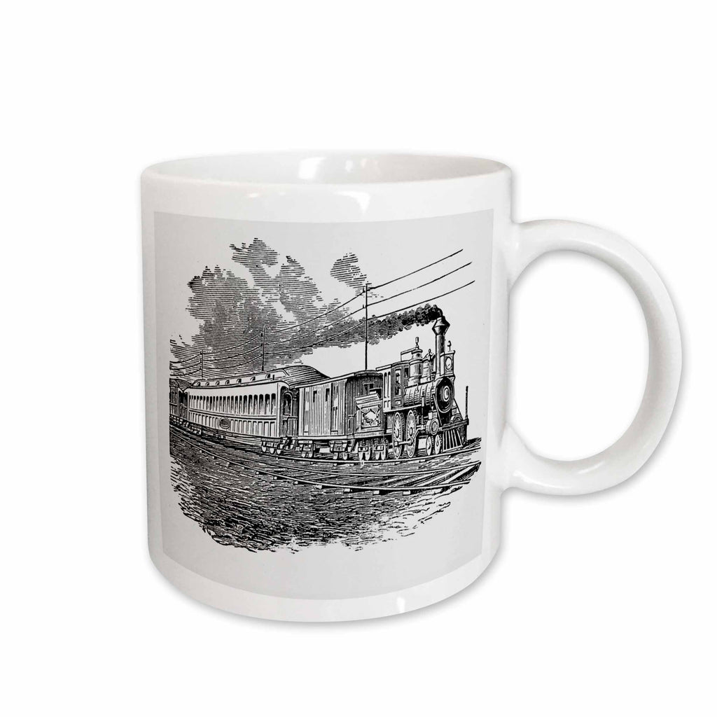 3dRose Florene Transportation - Antique Steam Train Sketch - Mugs (mug_47894)