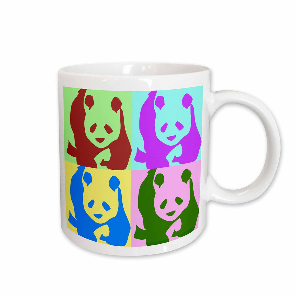 3dRose PS Creations - Colorful Pandas - Fun Animal Art - Mugs (mug_51439)