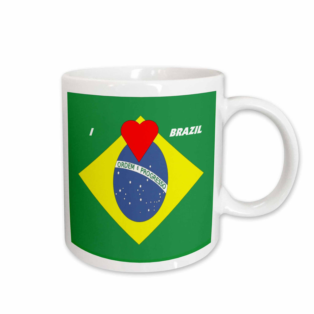 3dRose Florene Love of Country Flags - I Love Brazil - Mugs (mug_51545)