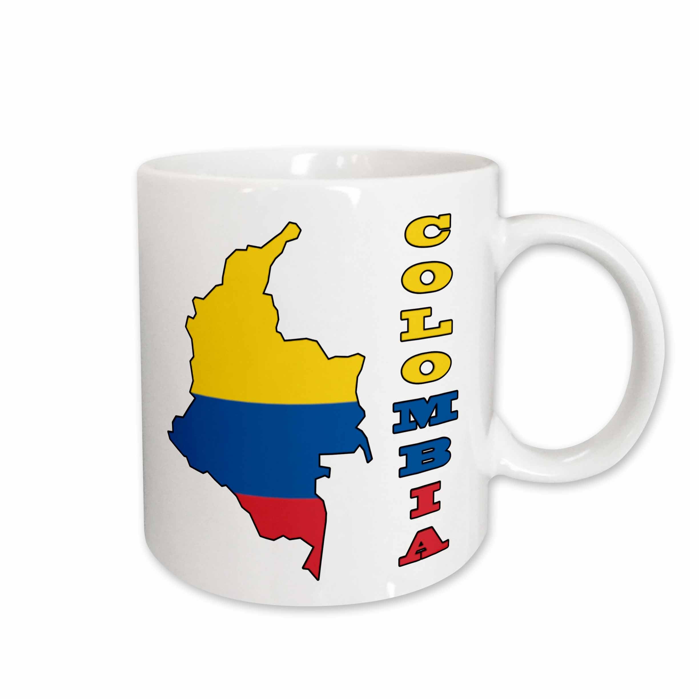 3dRose Colombian flag in the map and letters of Colombia - Mugs (mug_51747)