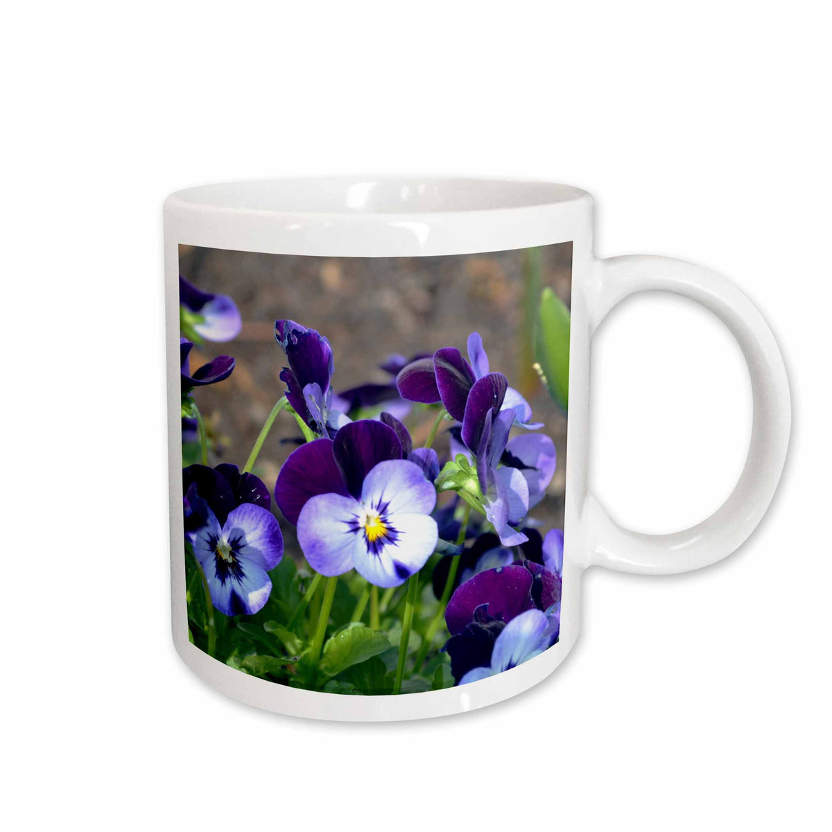 3dRose WhiteOak Photography Floral Prints - A batch of purple pansies - Mugs (mug_51789)