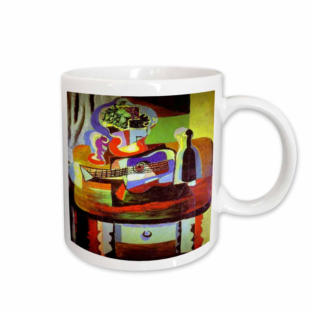 3dRose Florene Cubism Art - Picasso Guitar n Wine 1909 Painting - Mugs (mug_52390)