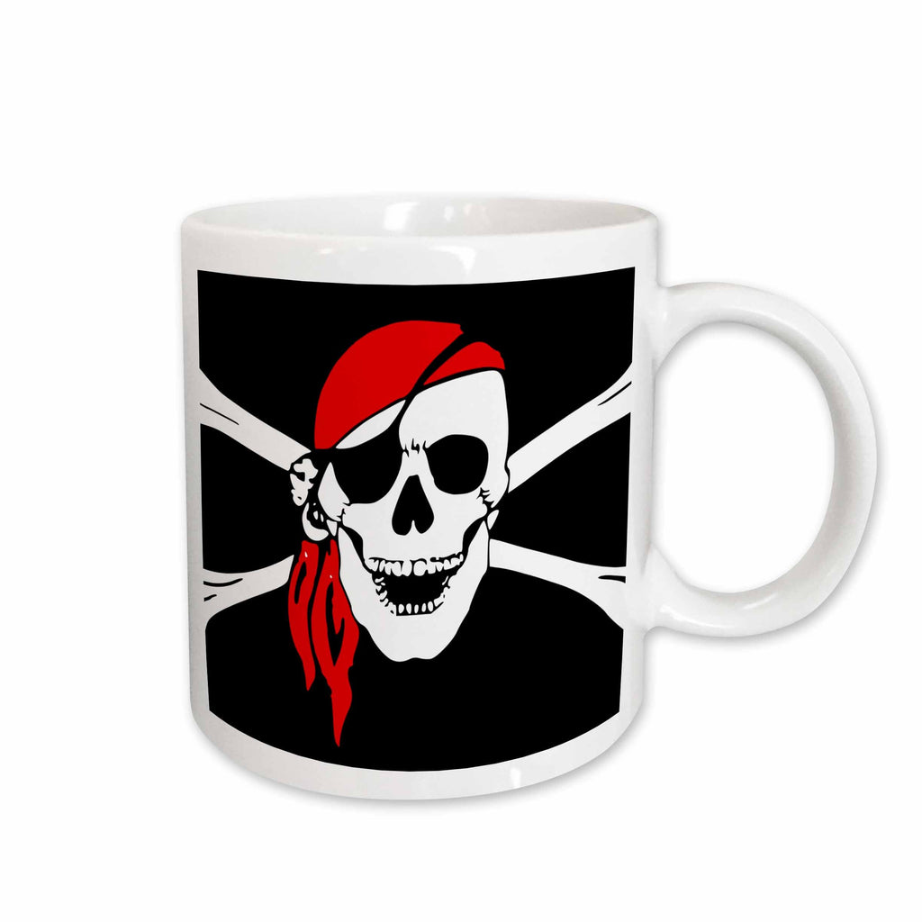 3dRose PS Creations - Pirate Skull and Cross Bones - Art - Black Flag - Mugs (mug_52730)