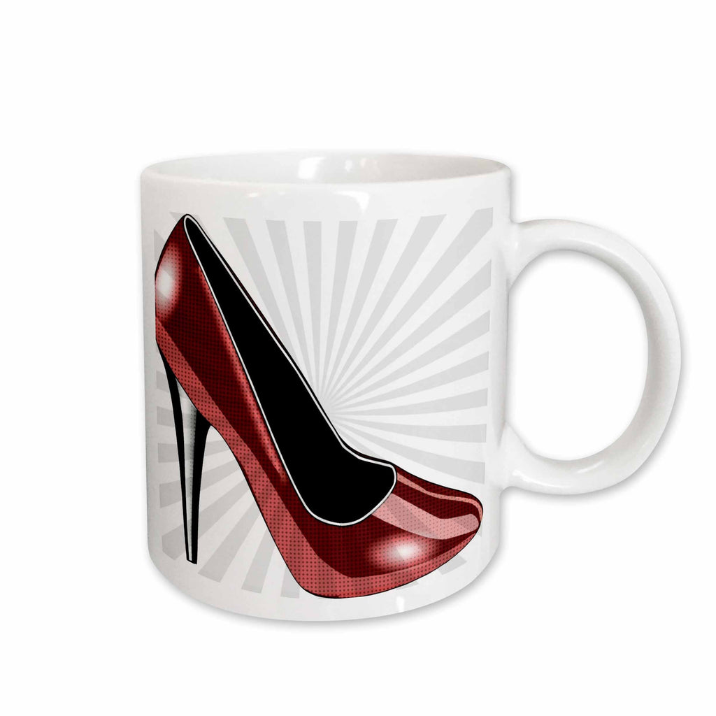 3dRose PS Creations - Dotted Red High Heel - Fashion - Shoes - Art - Mugs (mug_54489)