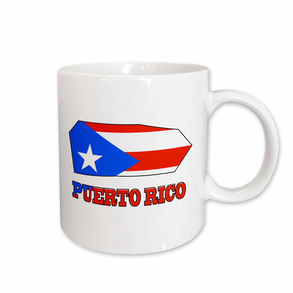 3dRose The flag of Puerto Rico in the outline map and name of the country Puerto... - Mugs (mug_55483)