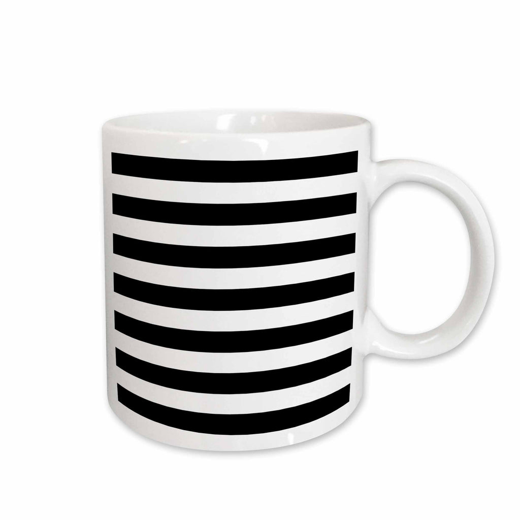 3dRose Stylish Contemporary Stripes - Black and White striped pattern aka breton... - Mugs (mug_56663)