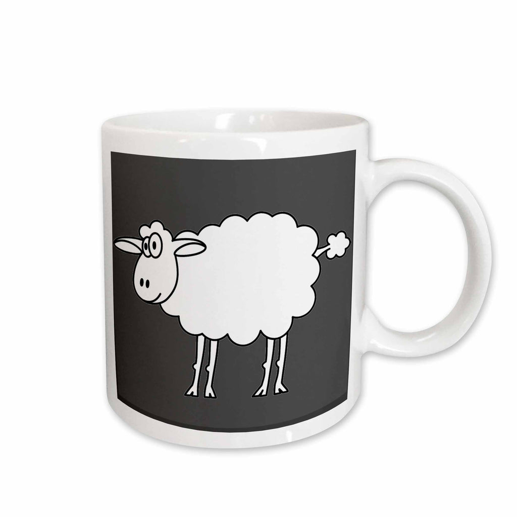 3dRose Anne Marie Baugh Cartoon Animals - Cute Cartoon Sheep - Mugs (mug_58249)