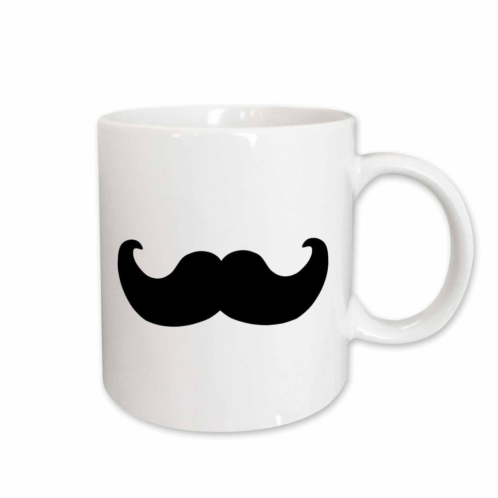 3dRose Black mustache on white - Ironic hipster moustache - Humorous - Fun -... - Mugs (mug_58329)