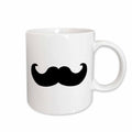 3dRose Black mustache on white - Ironic hipster moustache - Humorous - Fun -... - Mugs (mug_58329)